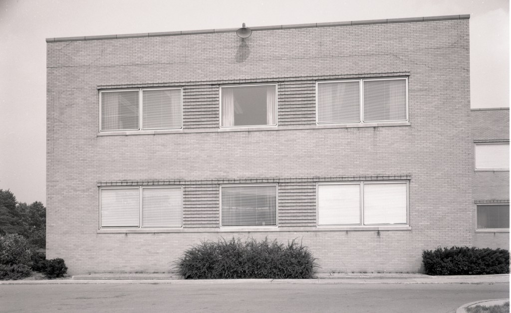 Exterior view of two-story building.