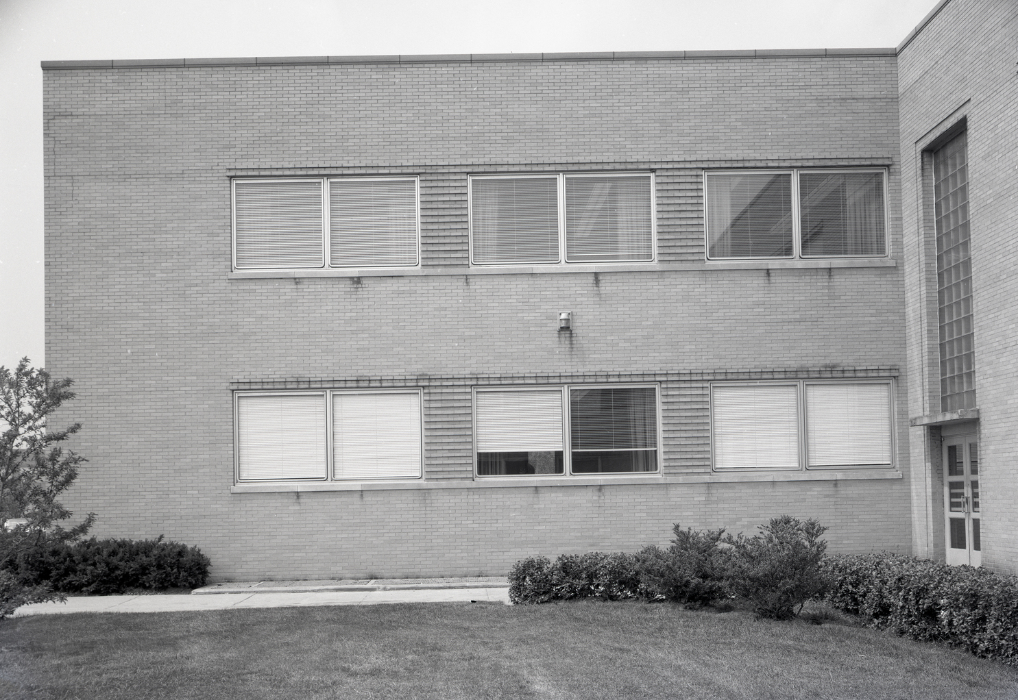 Exterior view of two-story building.