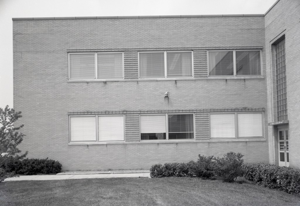 Exterior view of two-story building.