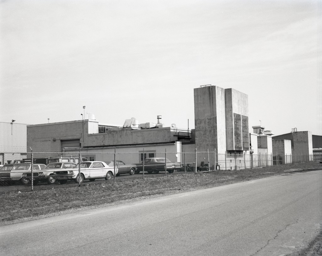 View of the southwest corner of the SPL with the vertical exhaust mufflers.