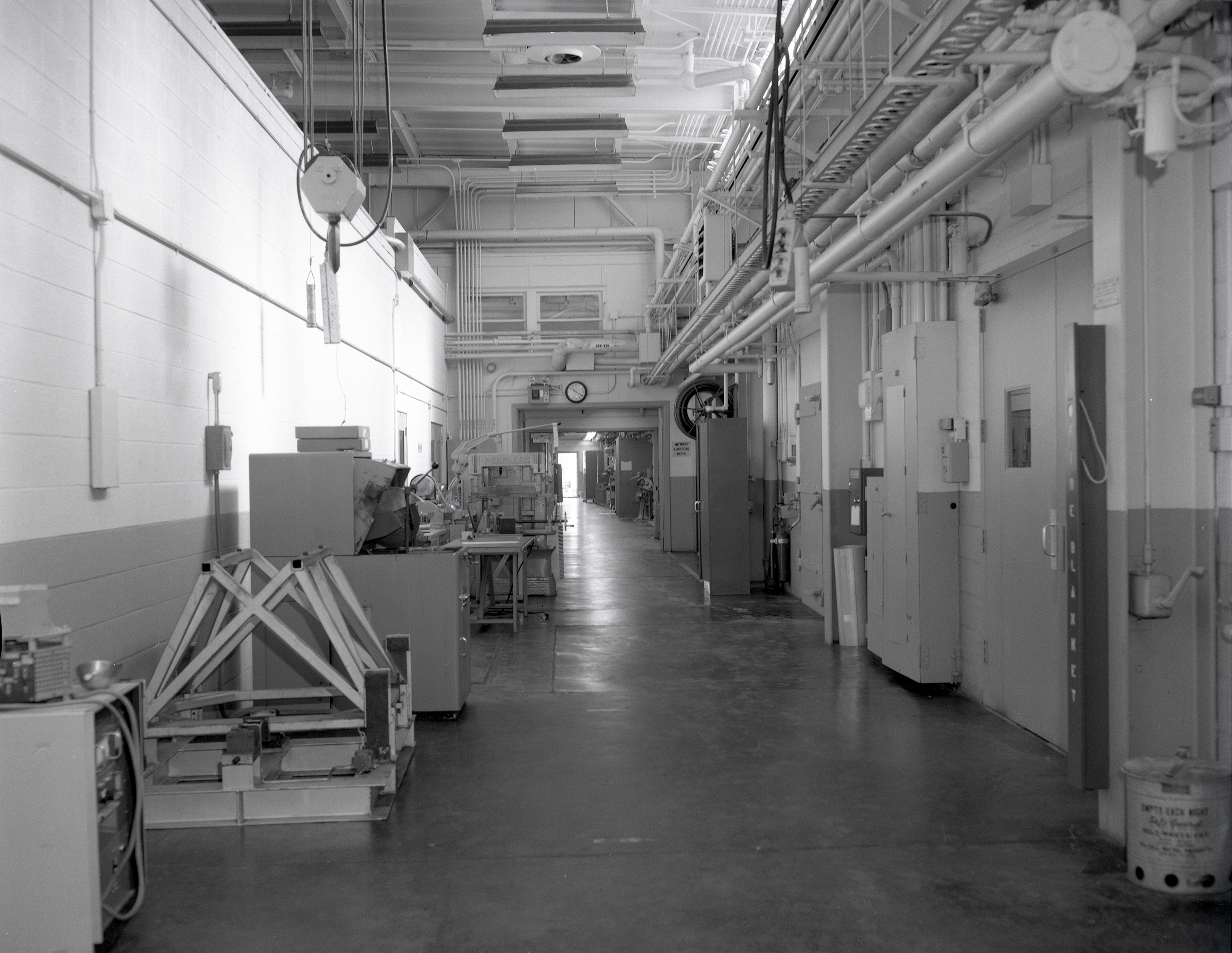 View of hallway and test cells in northern portion of the SPL.