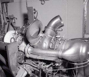Close up of engine installation.