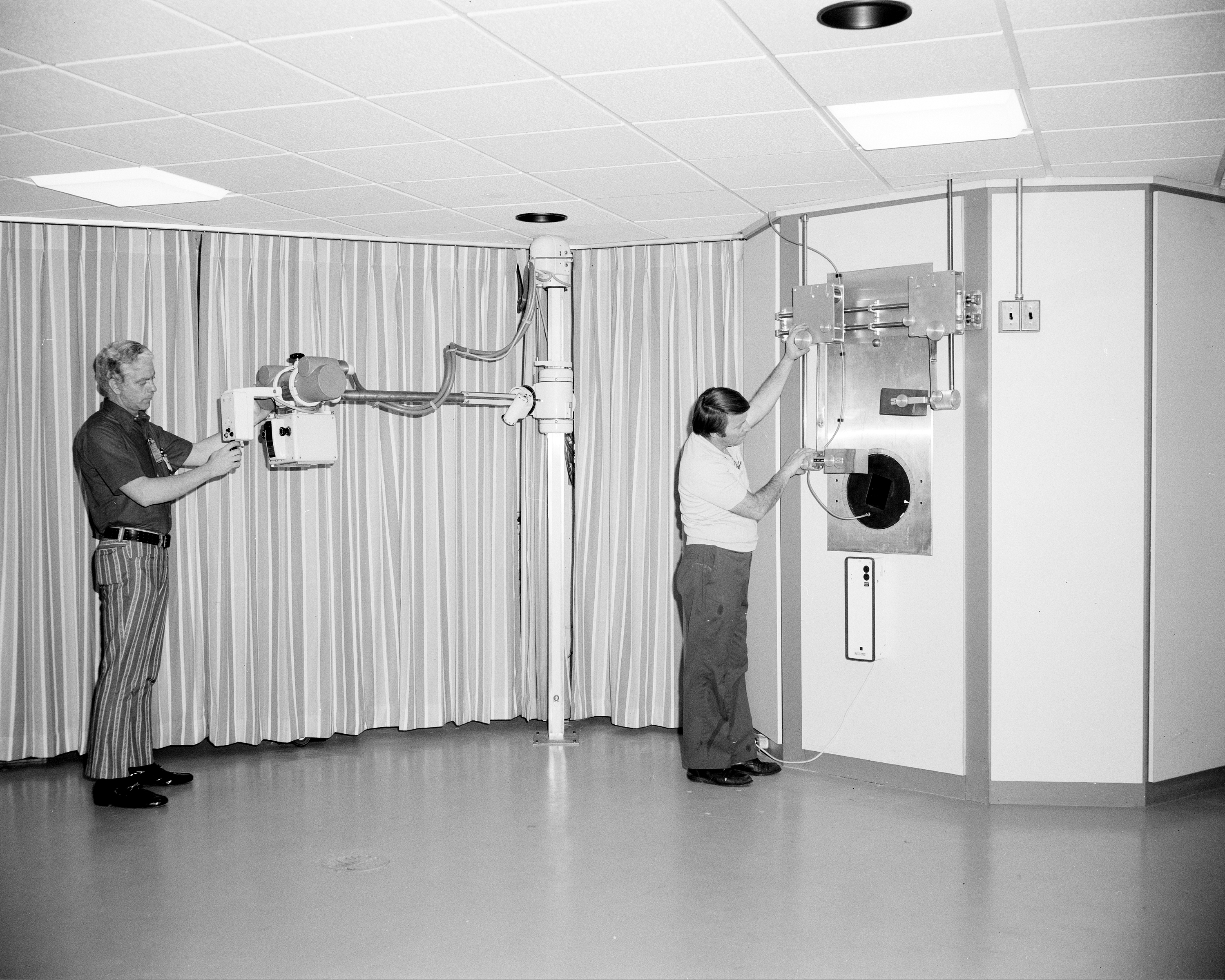 Technicians with therapy equipment.