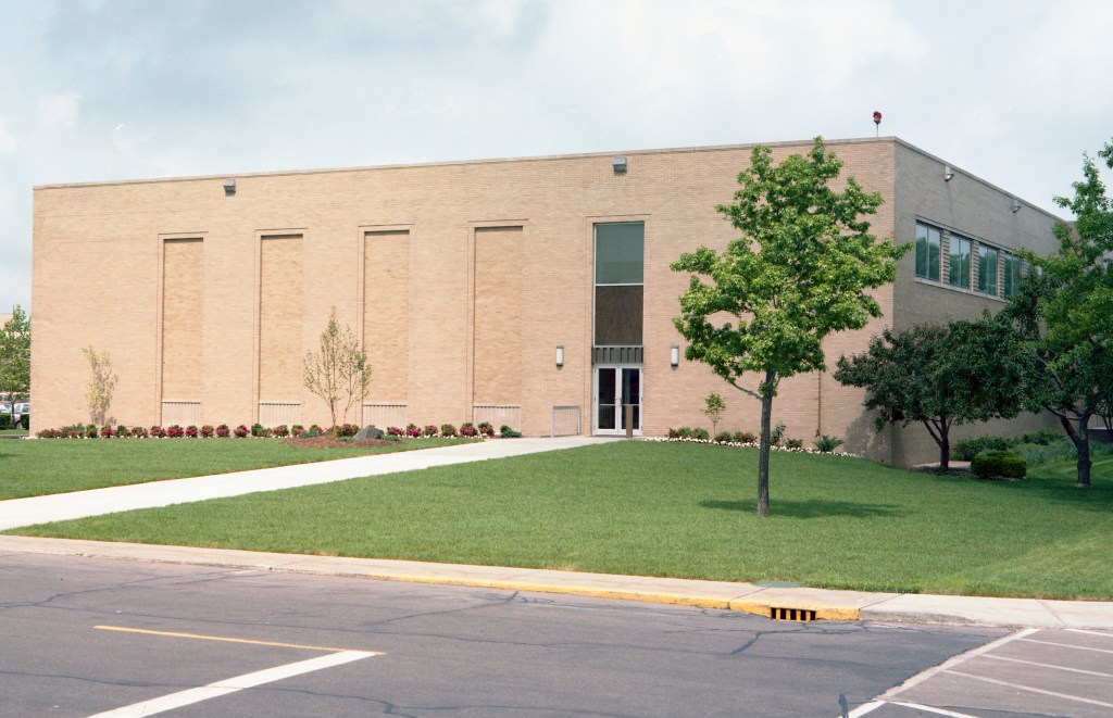 Exterior view of two-story building.