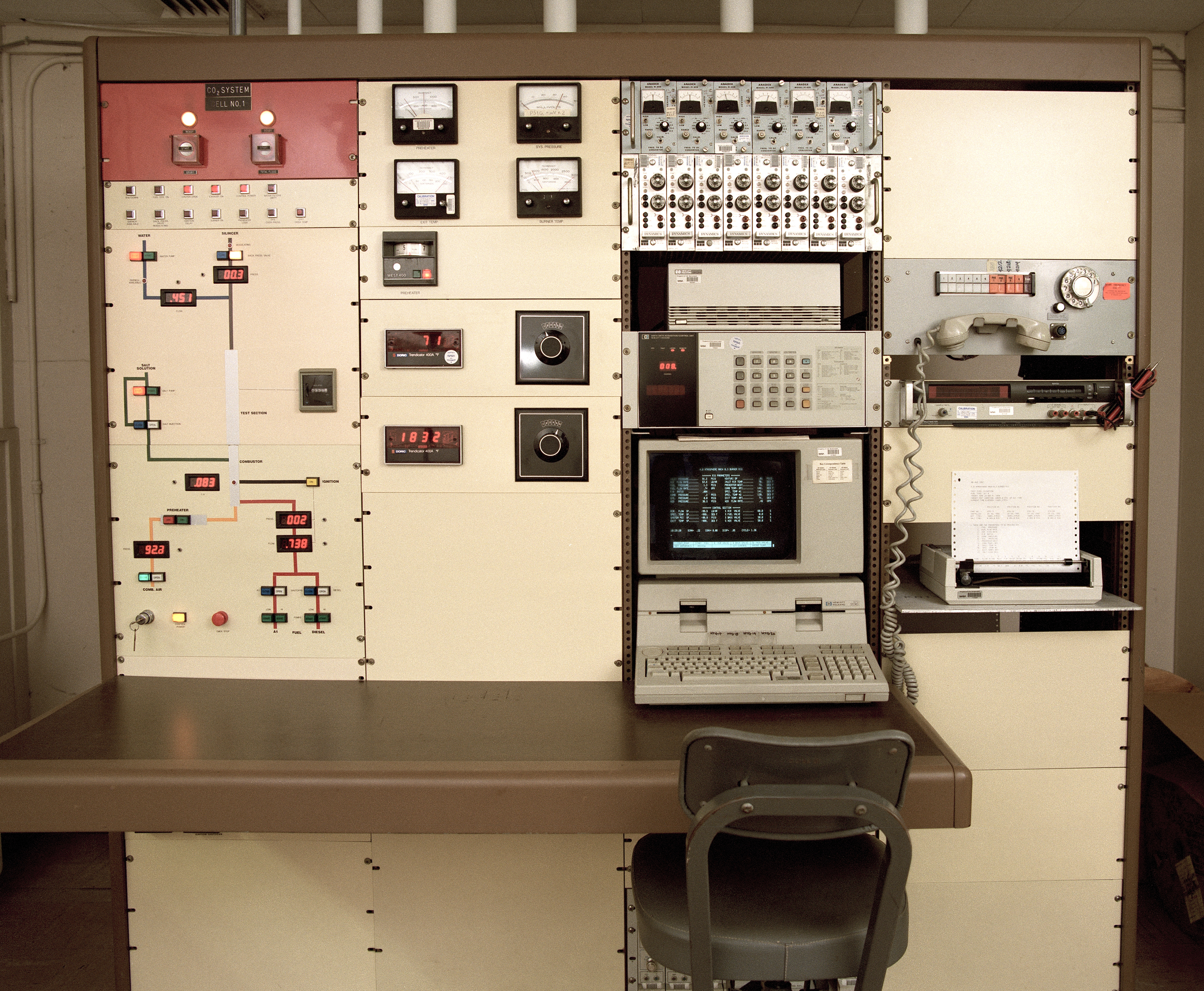 Panels in control room.