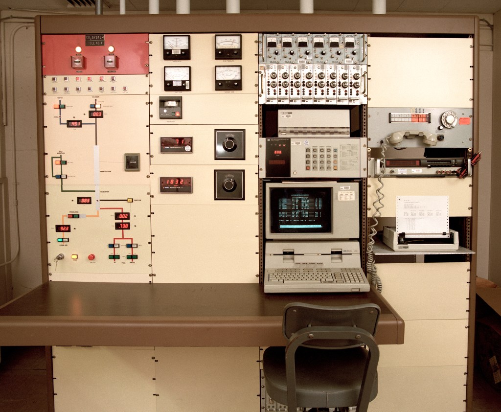 Panels in control room.