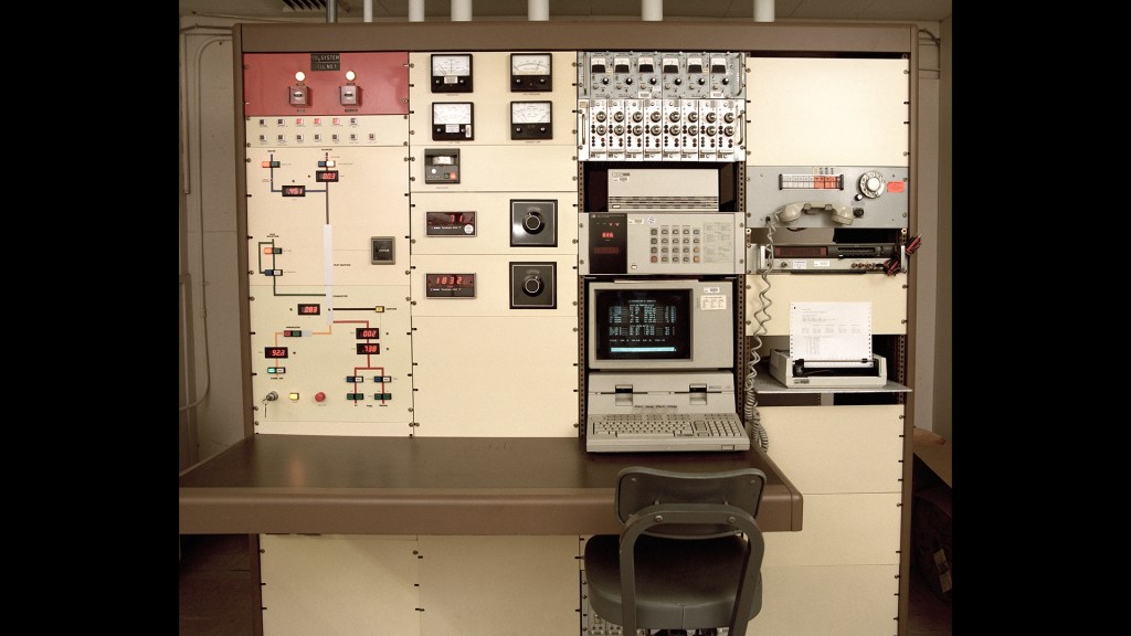 Panels in control room.