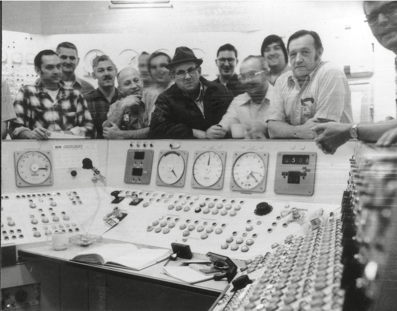 Crew in reactor control room.