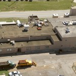 Aerial view of single-story test facility.