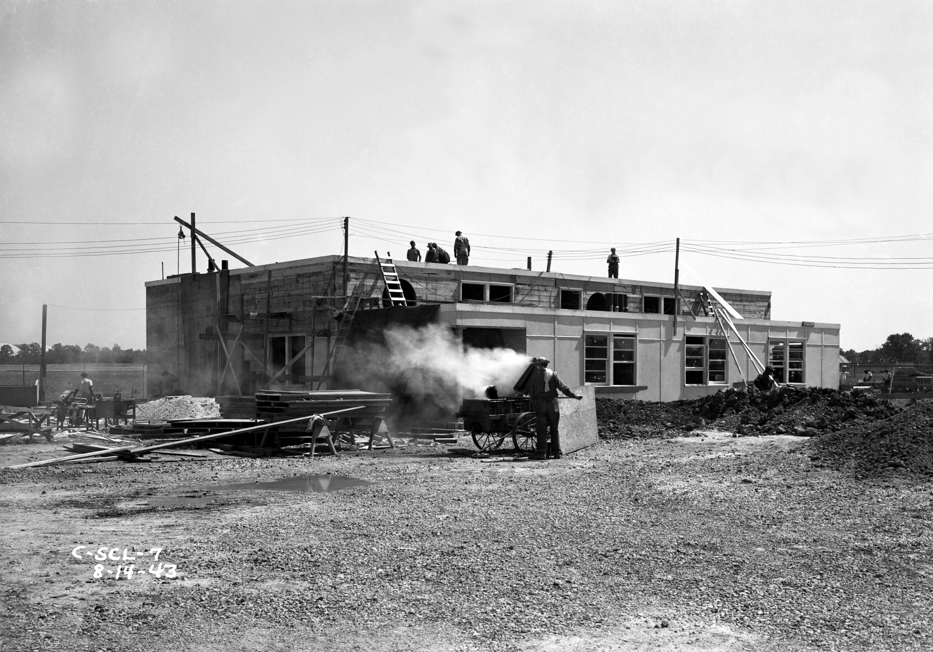 A view facing south of the construction of the Jet Propulsion Static Laboratory
