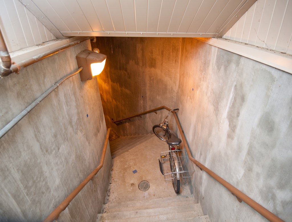 Concrete stairwell.