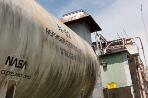 Close up of rusting liquid nitrogen tank.