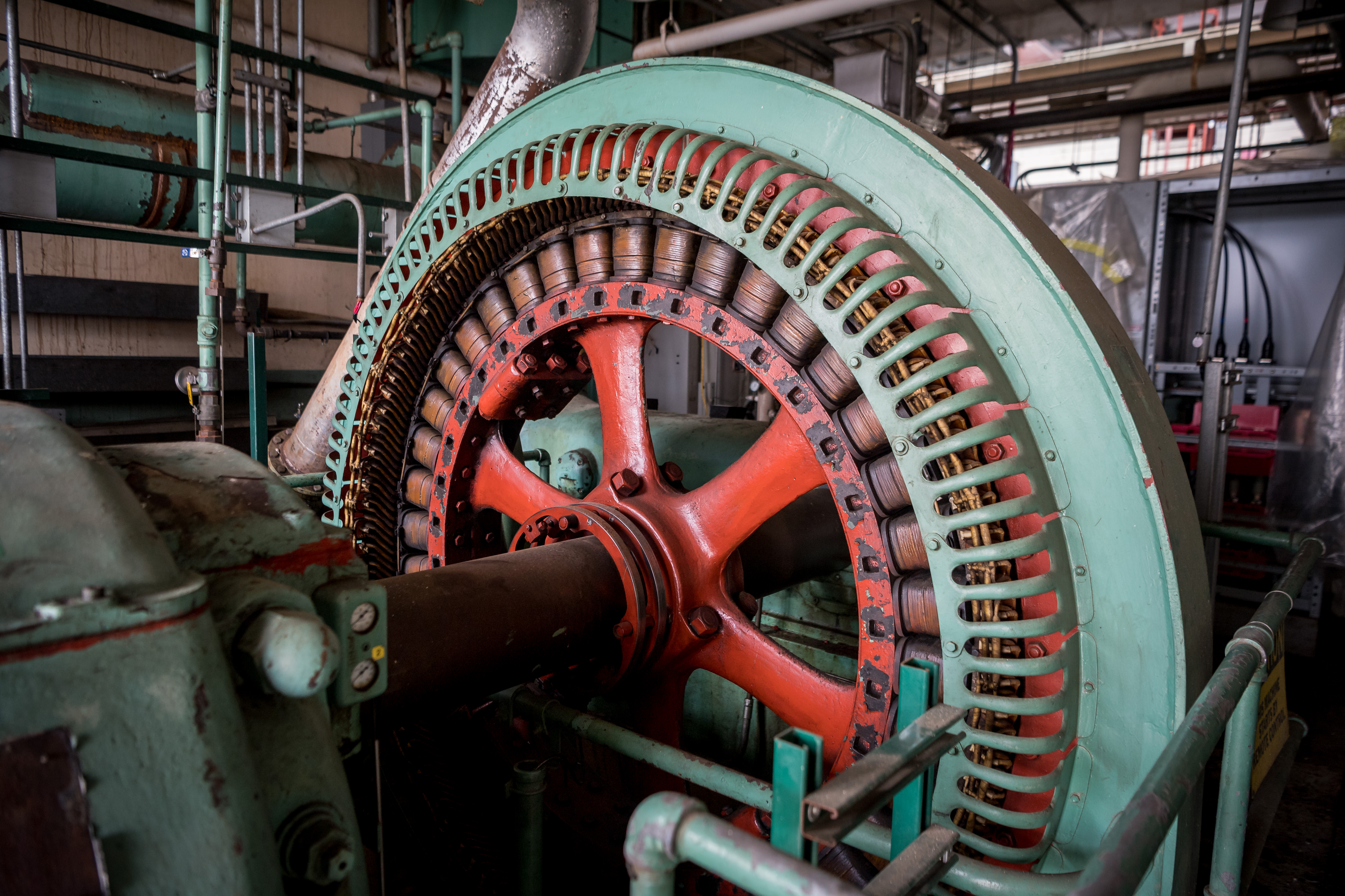 View of large air compressor inside SPL.