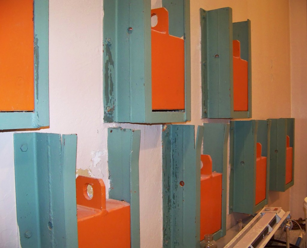 Storage holes in wall.