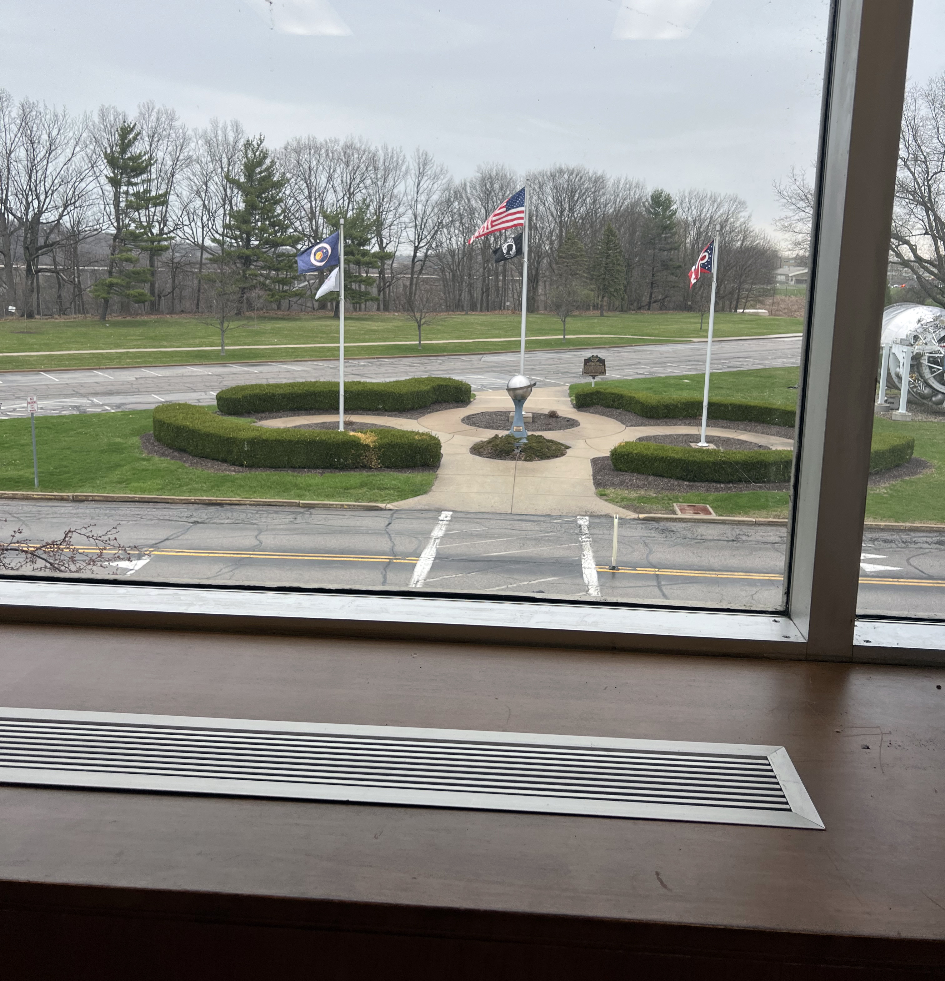 Empty office with window behind.