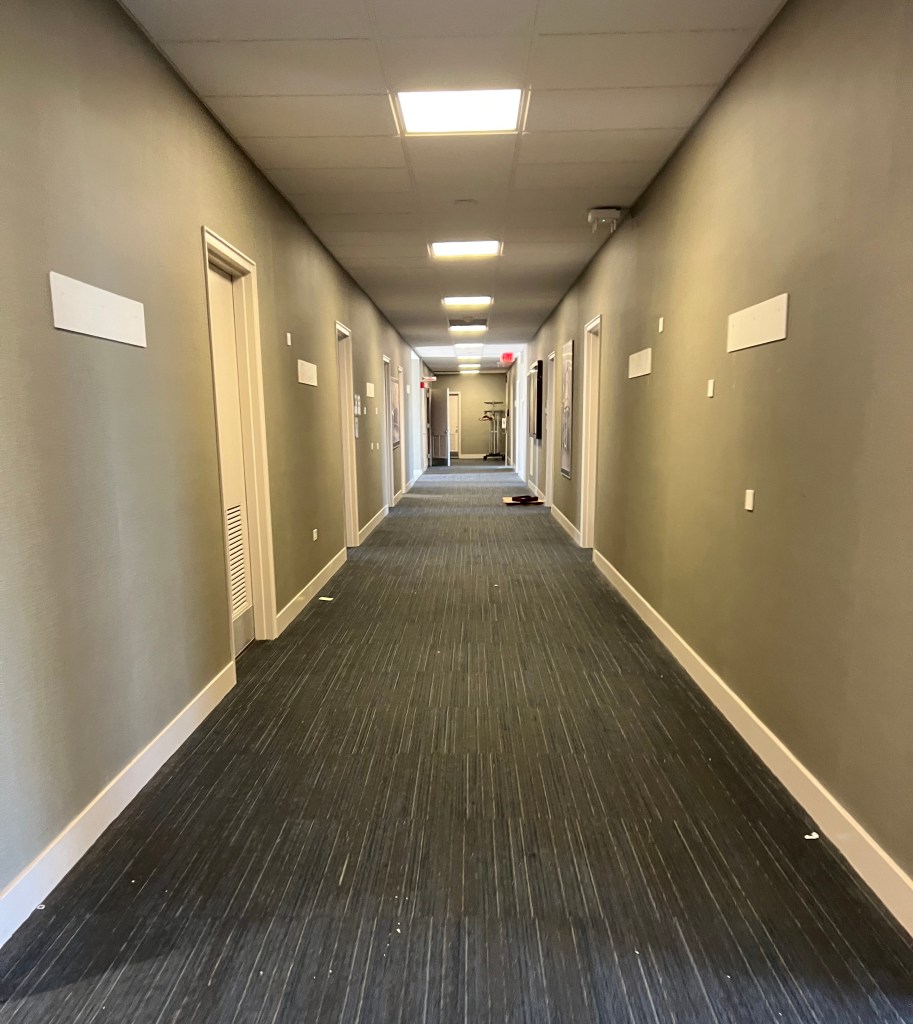 Long, empty hallway.