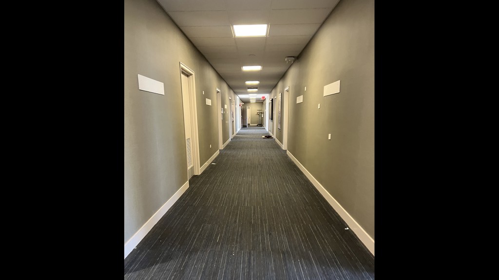 Long, empty hallway.