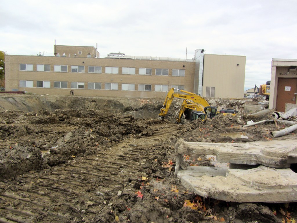 Bulldozer leveling site.