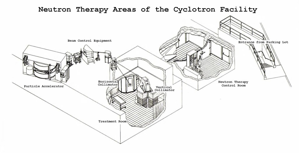 Diagram of neutron therapy areas.