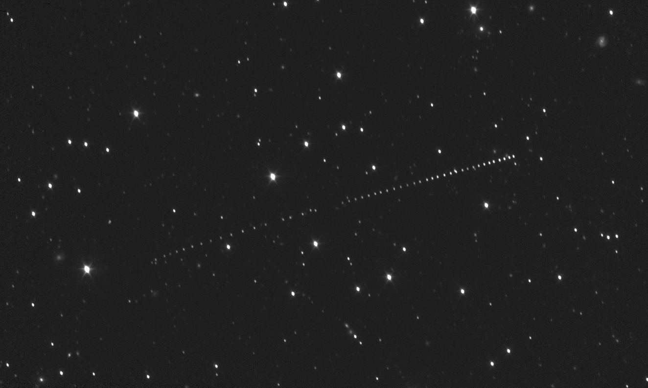 Stacked optical navigation images taken by the L’LORRI instrument from Feb 20 to April 5, 2025, as NASA’s Lucy spacecraft approaches the asteroid Donaldjohanson.