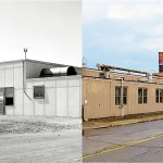 Side-by-side views of building from different eras.