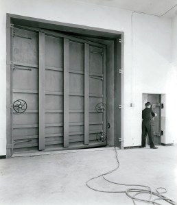 Large entrance door to vault.