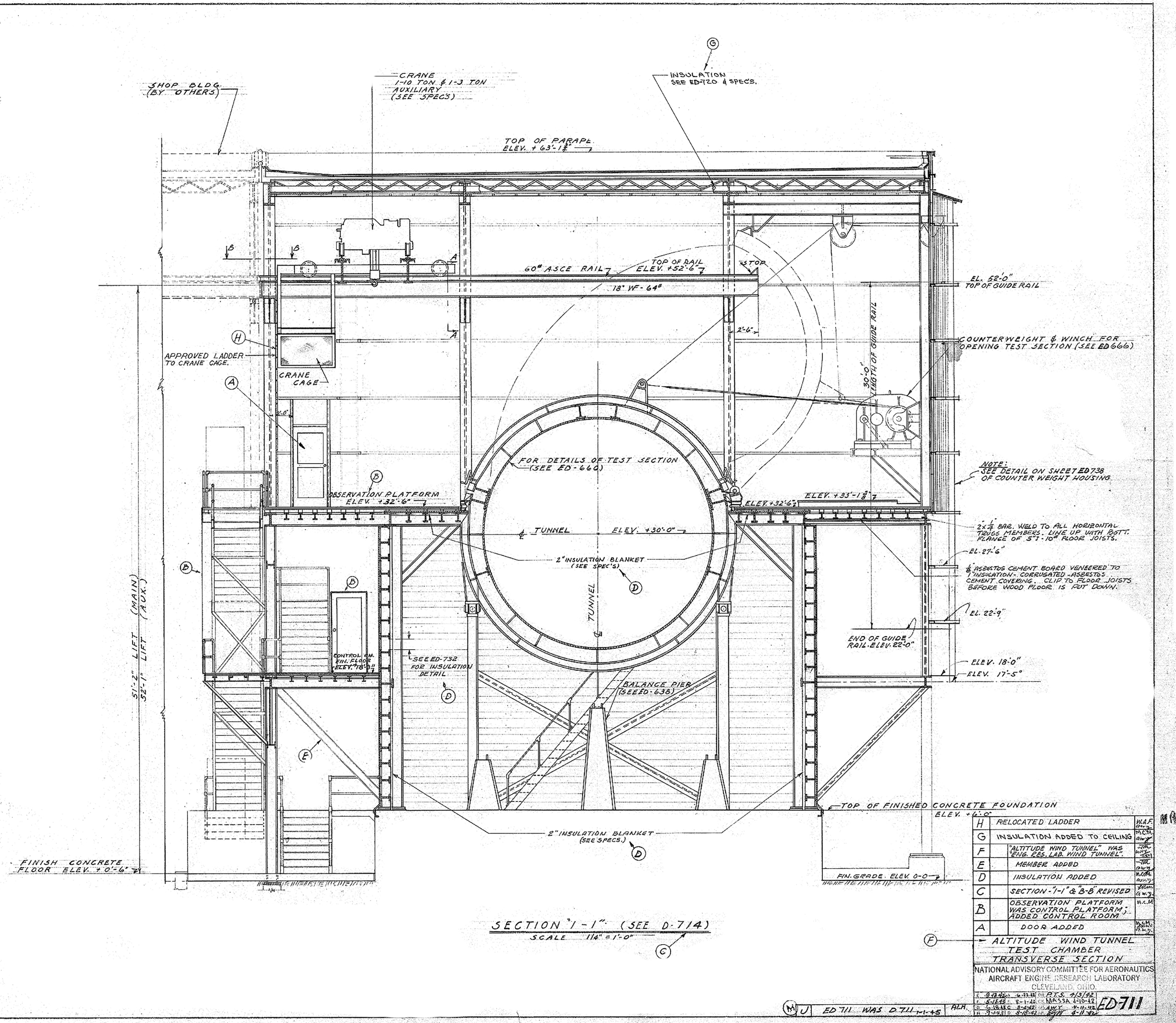 Blueprint show AWT test chamber elevation.