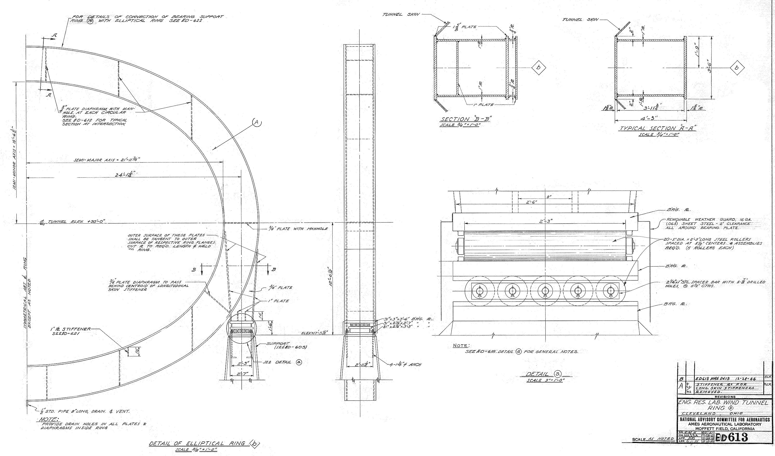 Blueprint show AWT support rings and roller bearings