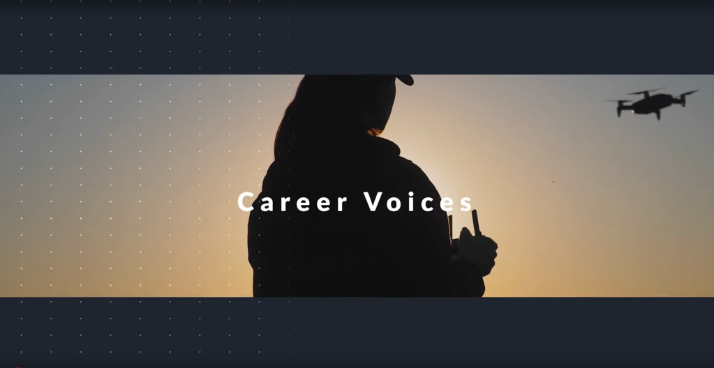 FAA Career Voices Screenshot showing a female silhouette controlling a drone.