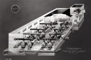 Isometric drawing of the Exhauster Building