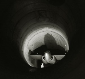 Front view of YP-59A model in AWT test section