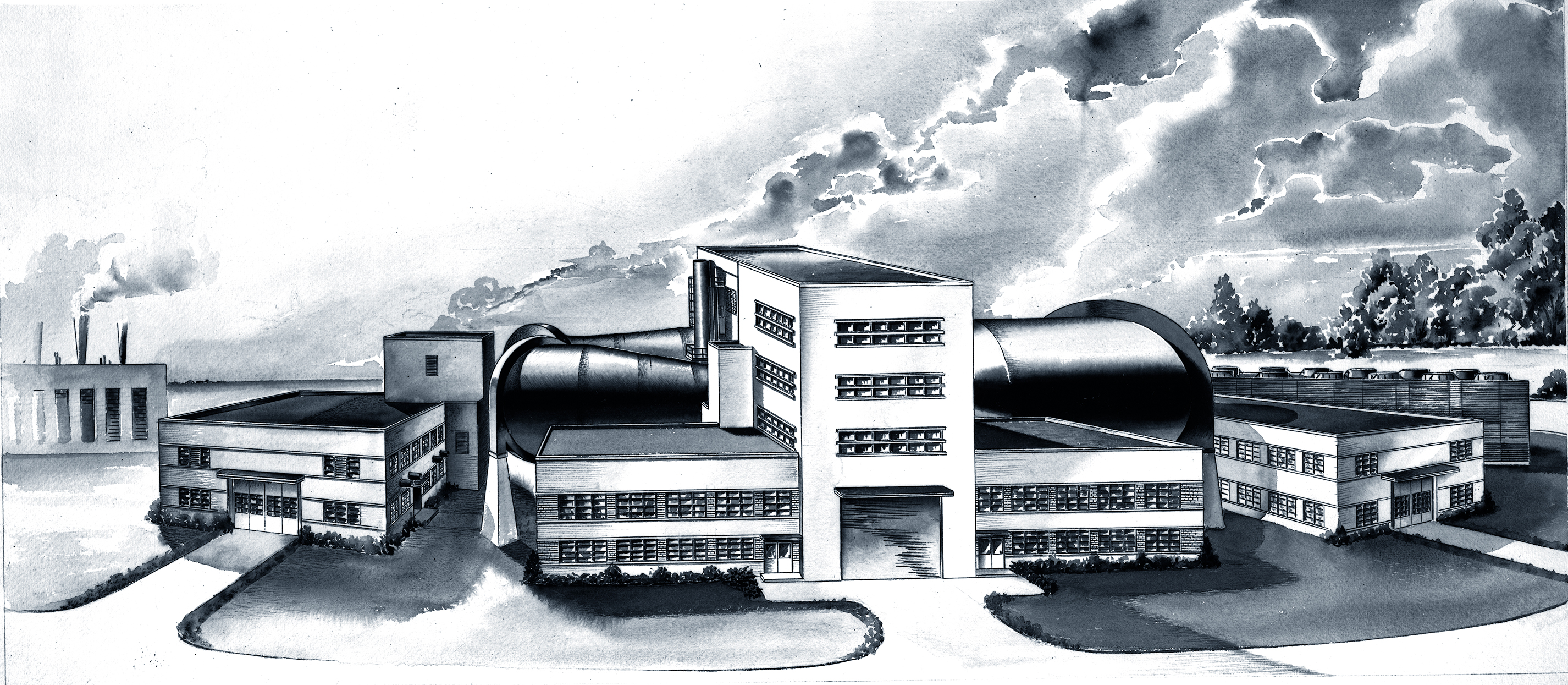 Drawing of exterior of Altitude Wind Tunnel.