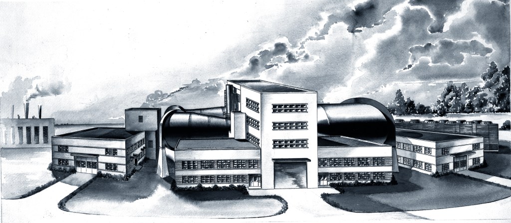 Drawing of exterior of Altitude Wind Tunnel.