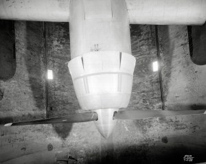 View from above of Wright R-3350 engine in AWT test section