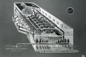 Isometric drawing of the Refrigeration Building and its equipment