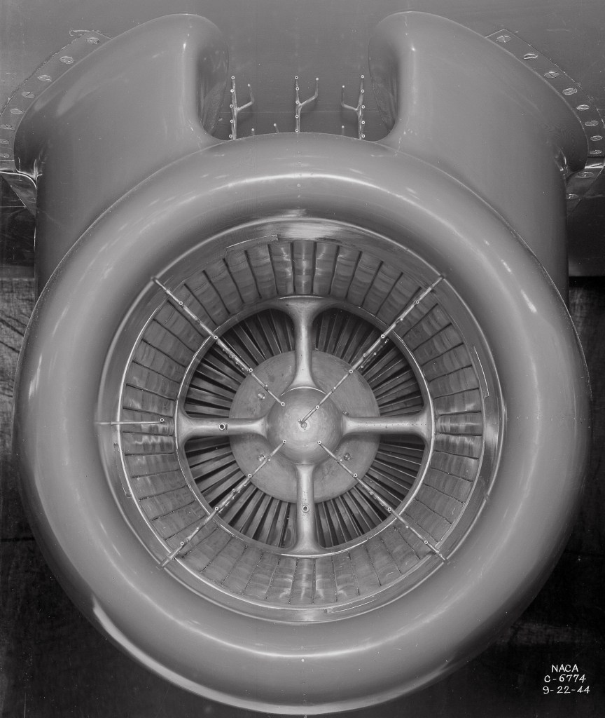 Front view of Westinghouse 19B engine in test section