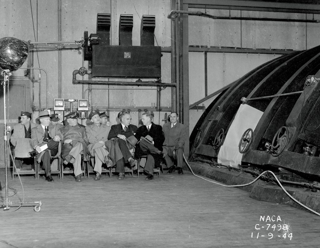 General Arnold and NACA officials tour the Altitude Wind Tunnel