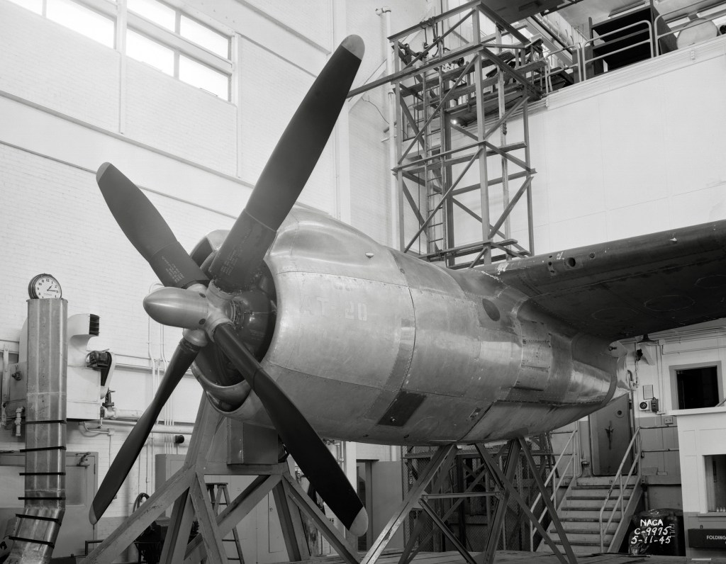 B-26 engine nacelle in AWT high bay