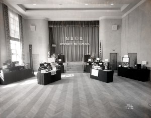 Display tables in auditorium.
