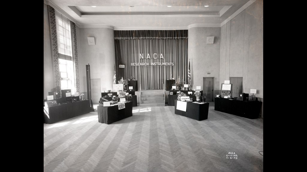 Display tables in auditorium.