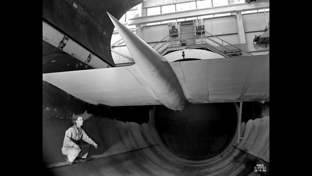 View of TG-100 mounted in AWT test section