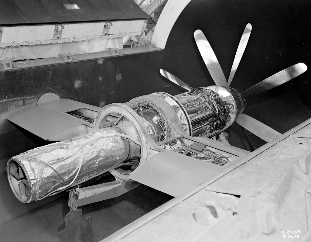 Armstrong-Siddeley Python turboprop engine in the AWT test section