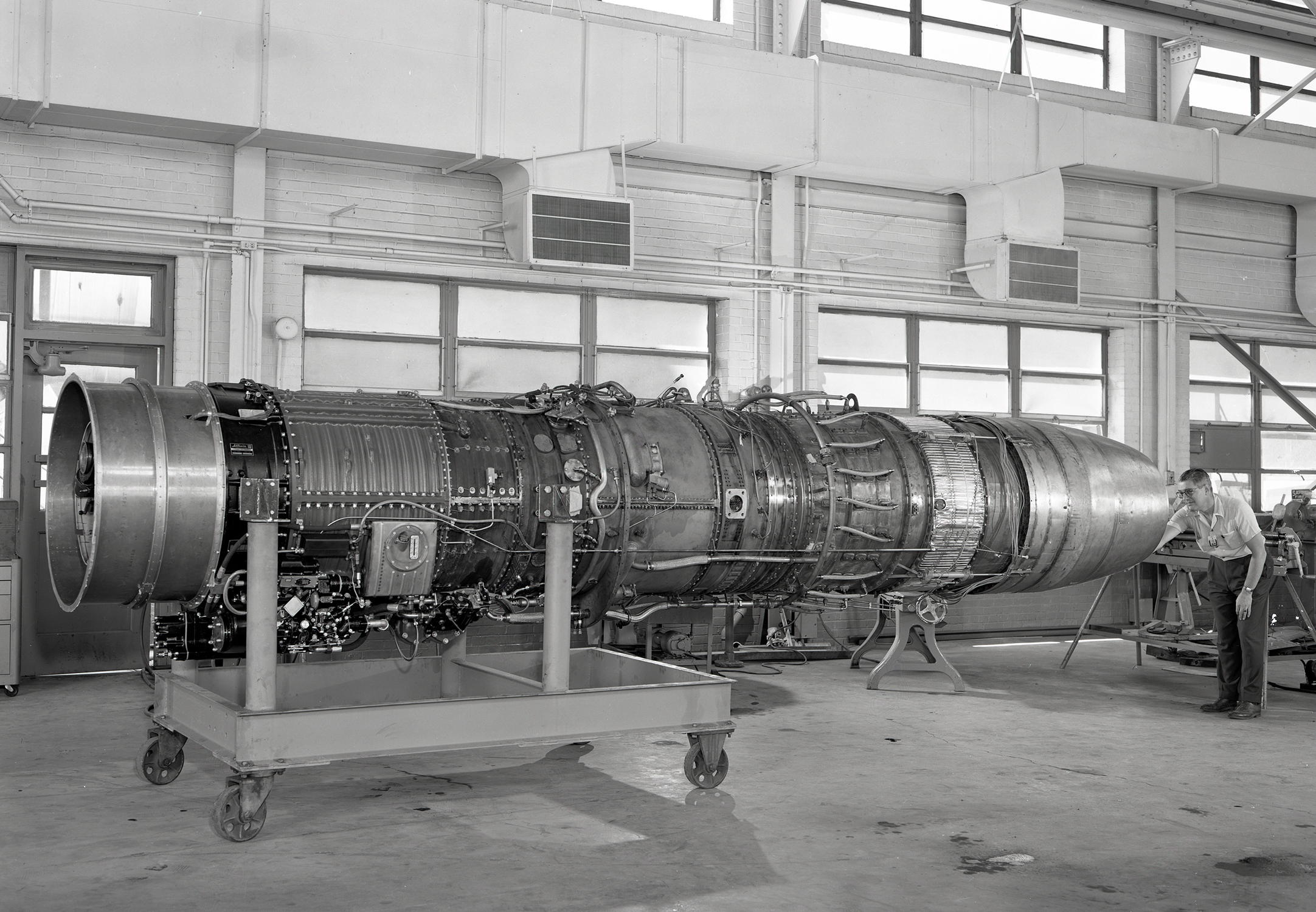 Allison J71 Turbojet in the Altitude Wind Tunnel Shop