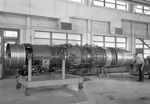 Allison J71 Turbojet in the Altitude Wind Tunnel Shop