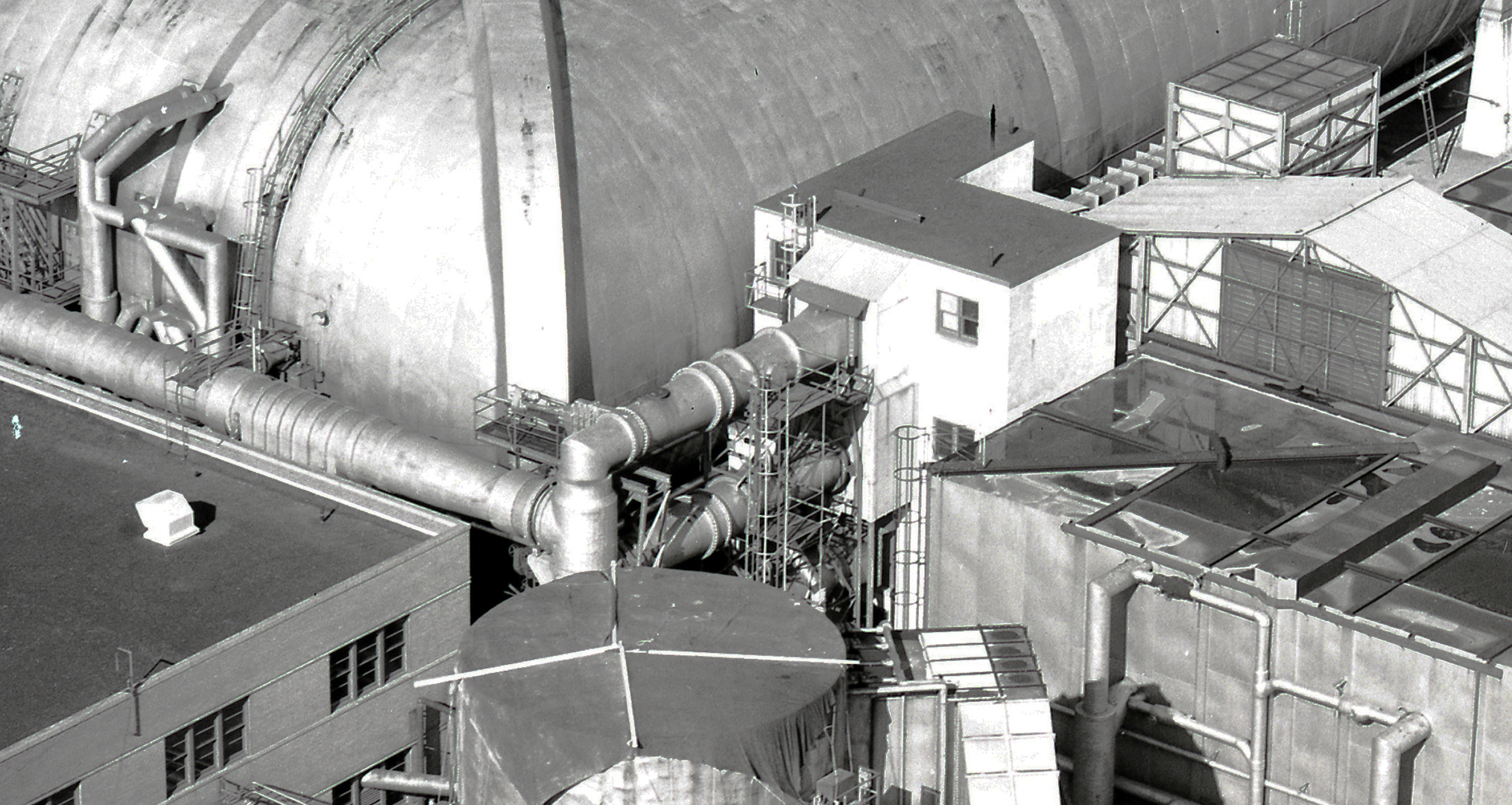 Aerial view of the Stack Tunnels behind the AWT