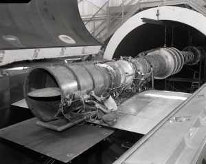 Mechanic with J71 in AWT test section.