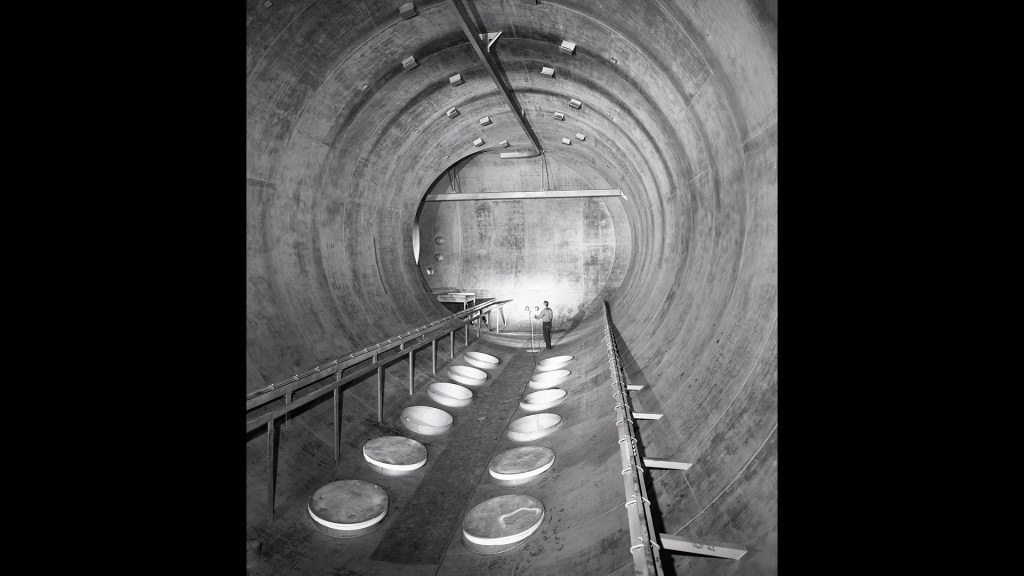 Interior of vacuum chamber in the east leg of the AWT