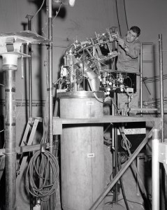 A technician installs a Centaur vent valve test rig in SPC No. 2.