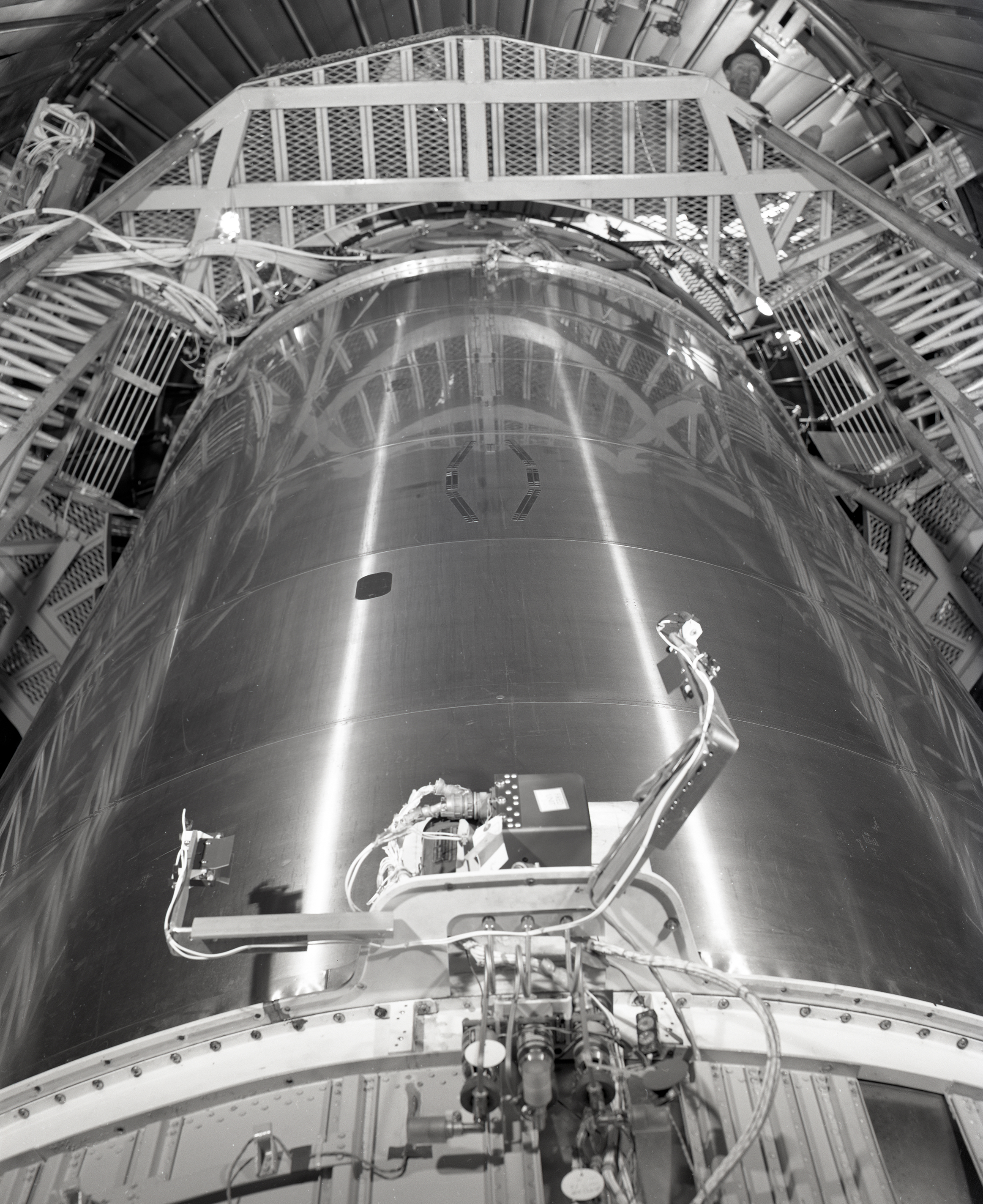 View down of Centaur in chamber.