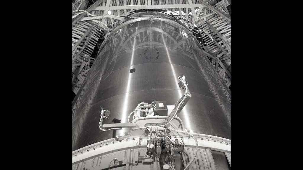 View down of Centaur in chamber.